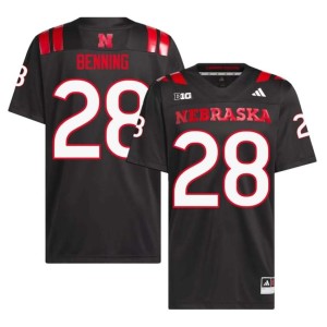 Huskers Game #28 Caleb Benning Men's College Football Black Jersey 310095-273