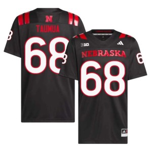 Nebraska Huskers Embroidery #68 Preston Taumua Men College Football Black Jersey 681891-794