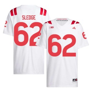 NU Cornhuskers White Men's #62 Embroidery Sam Sledge College Football Jerseys 156413-180