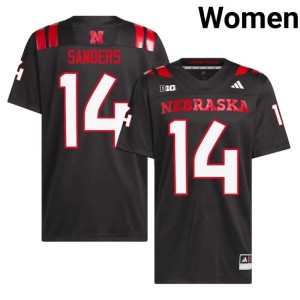 Nebraska Huskers College Football #14 Women's Amare Sanders University Black Jersey 312546-769