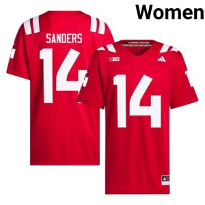NU Scarlet #14 Women's Amare Sanders Alumni College Football Jersey 162252-480