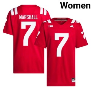 NU Huskers Women's Scarlet College Football Embroidery Andrew Marshall #7 Jersey 521121-976