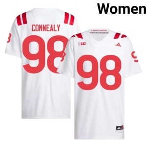 Big Red White Conor Connealy College Football #98 Womens High School Jersey 908286-338