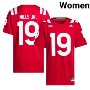 University of Nebraska Cortez Mills Jr. Scarlet College Football Player Womens #19 Jerseys 877280-743