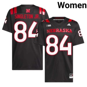 Big Red Player College Football #84 Womens DJ Singleton Jr. Black Jerseys 822648-354