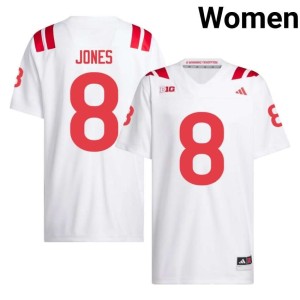 Nebraska Huskers Women's White College Football #8 Donovan Jones Official Jersey 467306-799