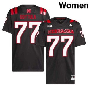 Cornhuskers Gunnar Gottula College Football Official Womens #77 Black Jerseys 249670-826