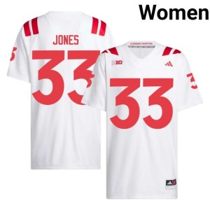The Big Red #33 College Football Jeremiah Jones NCAA Womens White Jersey 453452-924