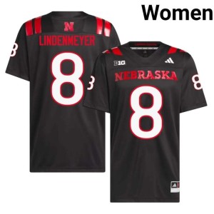 Nebraska Cornhuskers Women's College Football Luke Lindenmeyer Official Black #8 Jerseys 187197-799