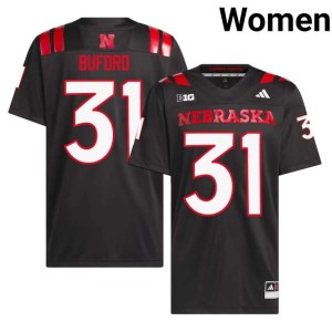 Huskers Black College Football #31 Women Mario Buford 2026 Jerseys 371312-613