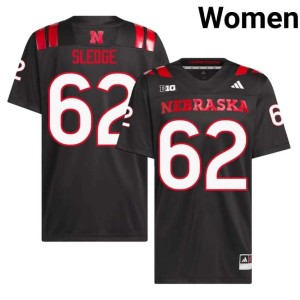 Big Red Black #62 Sam Sledge Game Women's College Football Jersey 902979-232