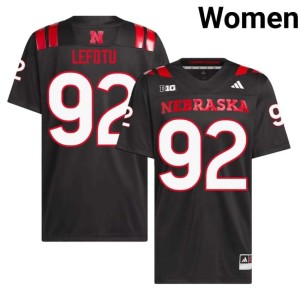 Huskers Black College Football Womens Sua Lefotu #92 Player Jersey 745975-277