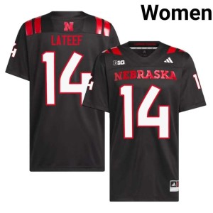 NU Cornhuskers Women College Football #14 2026-27 Black TJ Lateef Jersey 784878-231