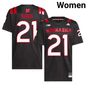 Cornhuskers Embroidery Women's College Football #21 Black Jasin Shiggs Jerseys 393518-642