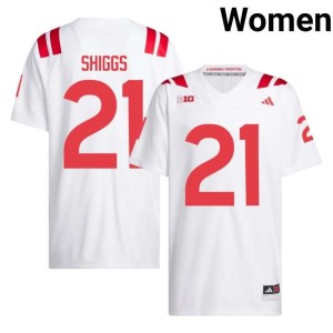 Huskers Jasin Shiggs #21 White College Football Women Replica Jerseys 877026-471