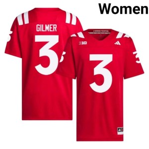 Nebraska Kwazi Gilmer College Football #3 Womens Scarlet Embroidery Jersey 329304-164