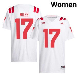 University of Nebraska White College Football Womens University #17 Larry Miles Jersey 479924-592