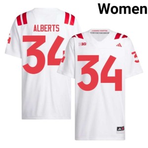 Huskers #34 Trev Alberts Women's White Alumni College Football Jerseys 459182-170