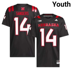 NU Cornhuskers College Football #14 Stitched Youth Black Amare Sanders Jersey 767906-591