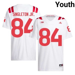 Cornhuskers NCAA #84 College Football Youth White DJ Singleton Jr. Jersey 238727-286