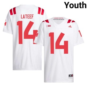 NU Huskers College Football Game White Youth #14 TJ Lateef Jerseys 253674-633