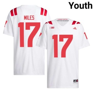 NU Cornhuskers Larry Miles Youth #17 College Football Replica White Jersey 228430-948